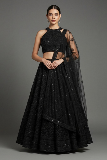 Midnight black shimmer defining modern timeless elegance grace couture allure