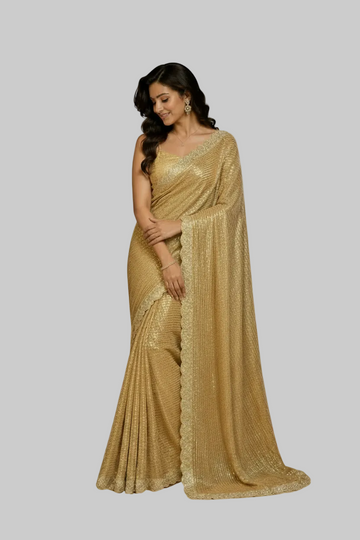 Golden sequins saree