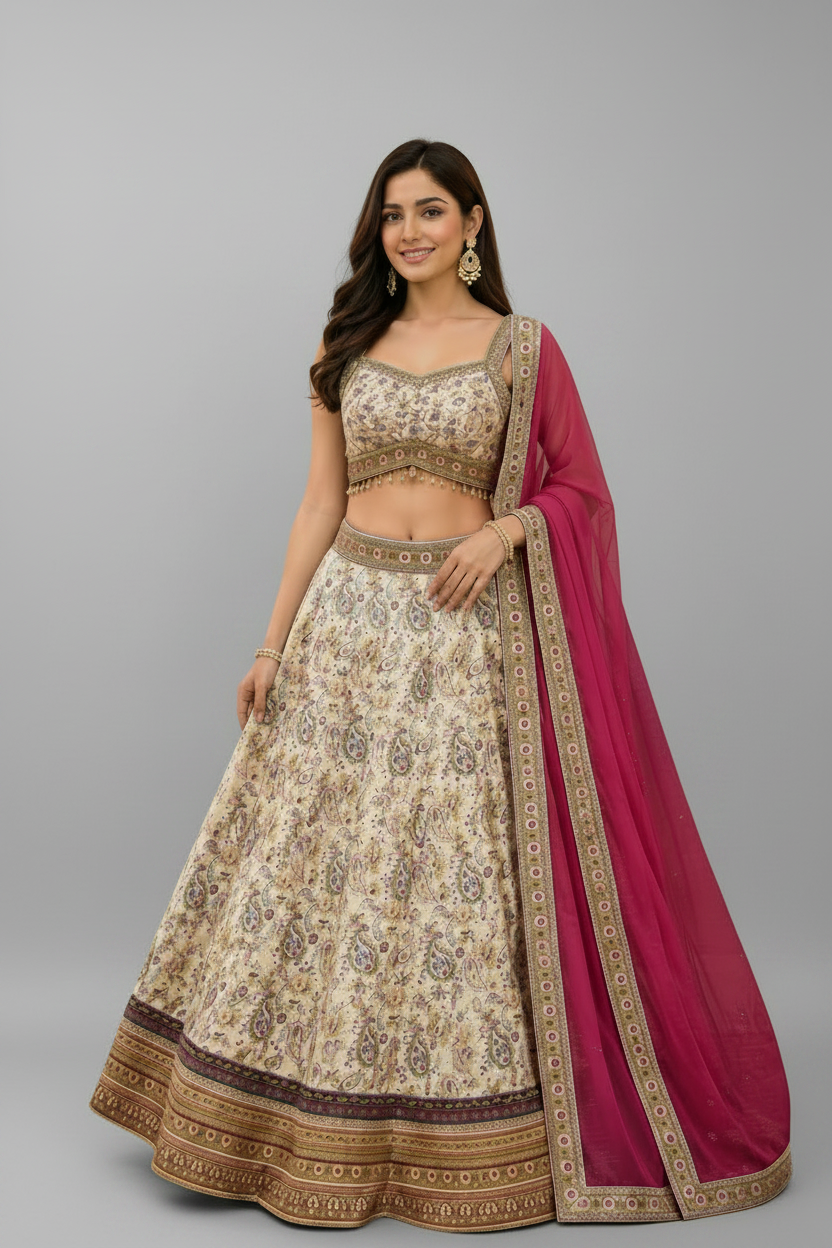 Luxurious ethnic ensemble crafted with zari work