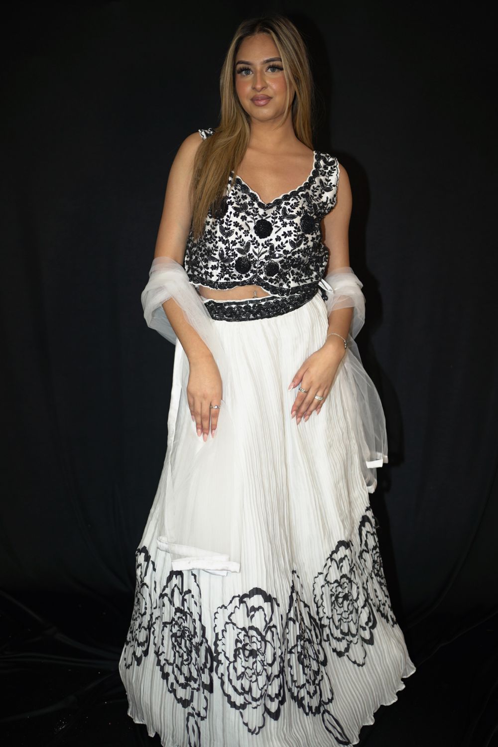 Black And White Digital Print With Stylish Blouse