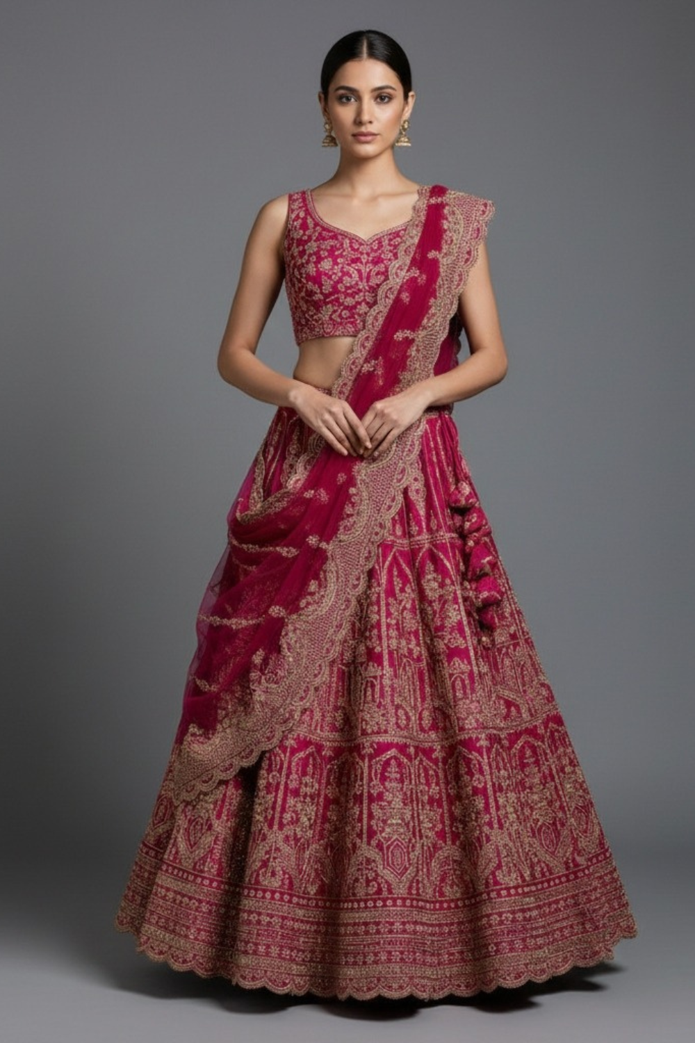 Regal ruby heritage woven in timeless bridal elegance