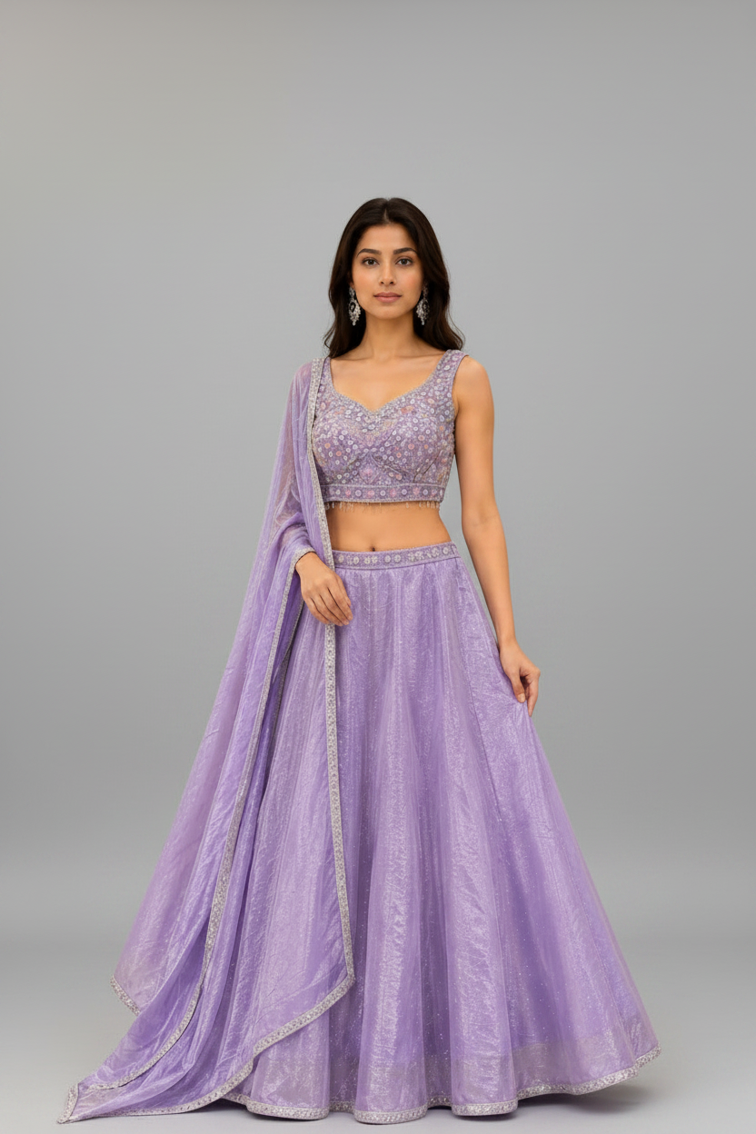 Classy blue lehenga with soft dupatta