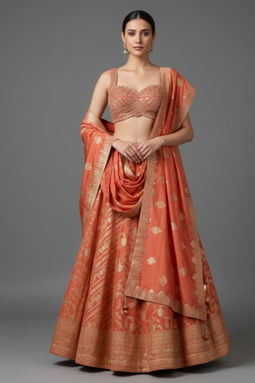 Warm coral glow with rich festive elegance charm tradition allure