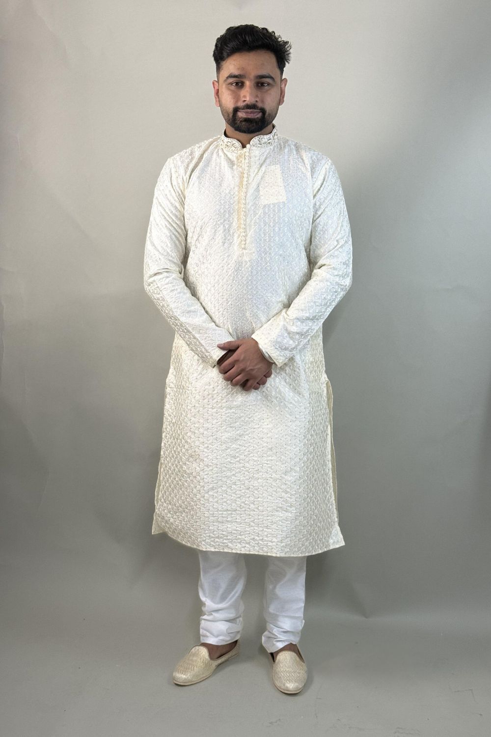 Cream Chikankari Kurta Set