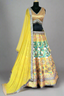 Multi color thread work lehenga with soft net dupatta