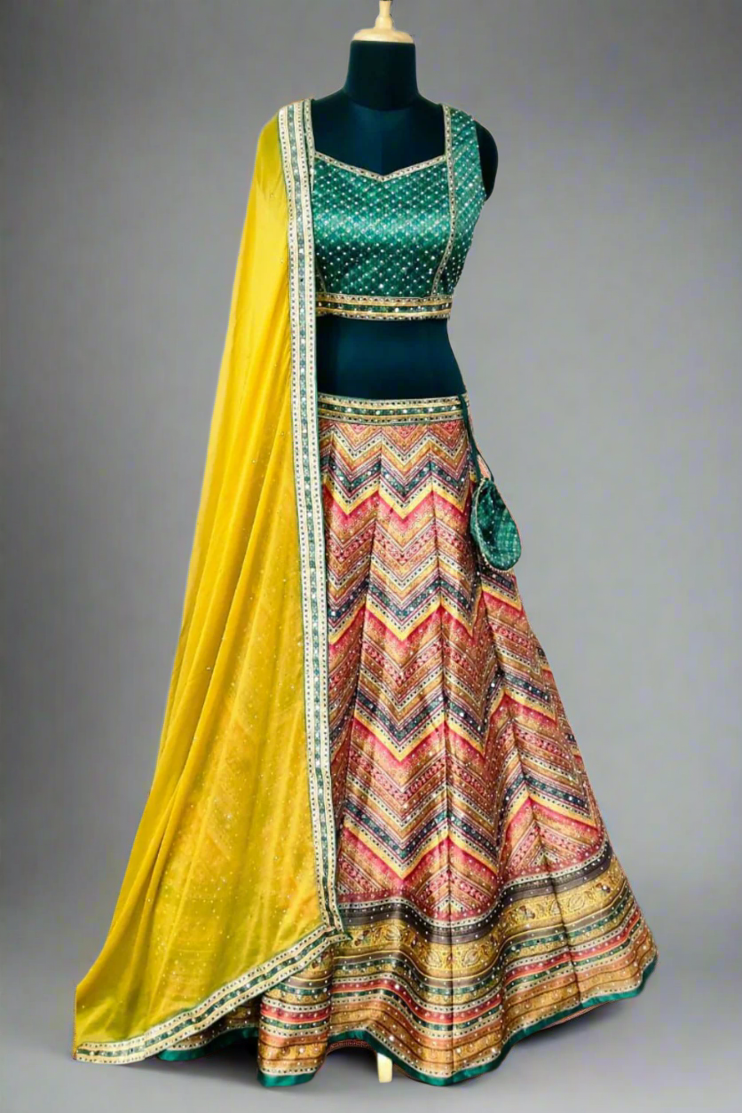 Classy multi color pink sequins lehenga Main image