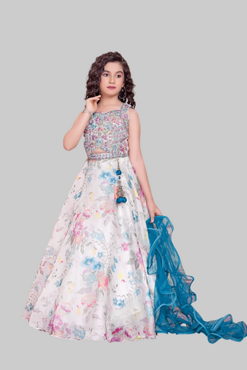 Elegant blue floral lehenga