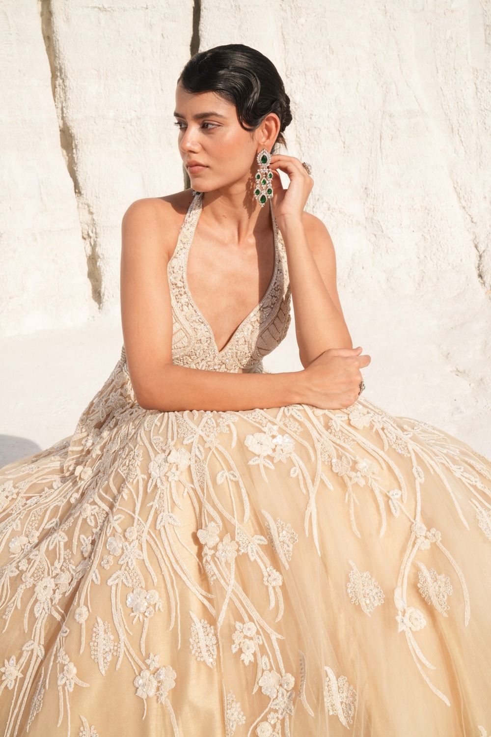 Nude Hand Embroidered Gown