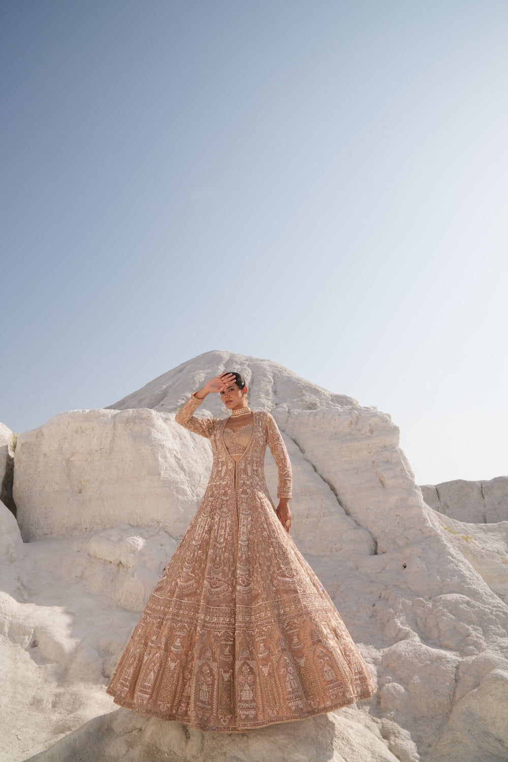 Bridal Cropped Skirt and Jacket in Peach