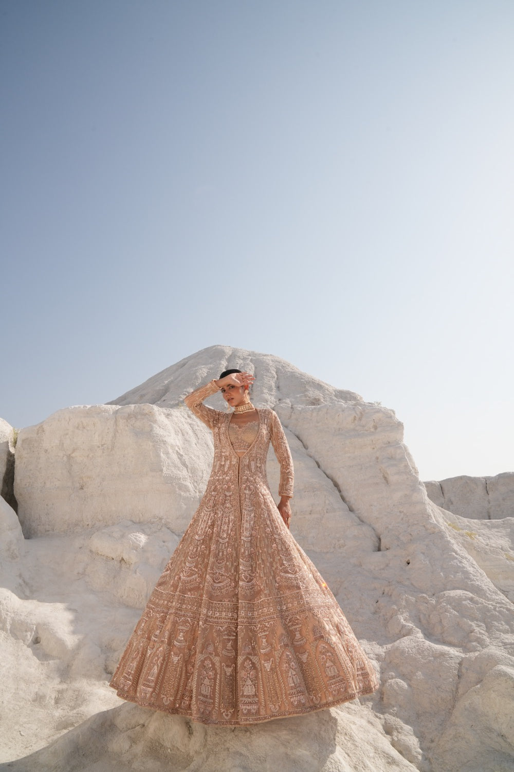 Bridal Cropped Skirt and Jacket in Peach