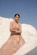 Bridal Cropped Skirt and Jacket in Peach