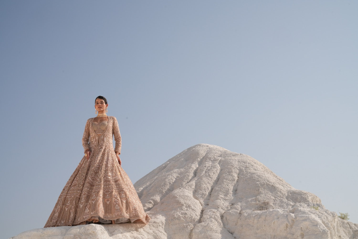 Bridal Cropped Skirt and Jacket in Peach