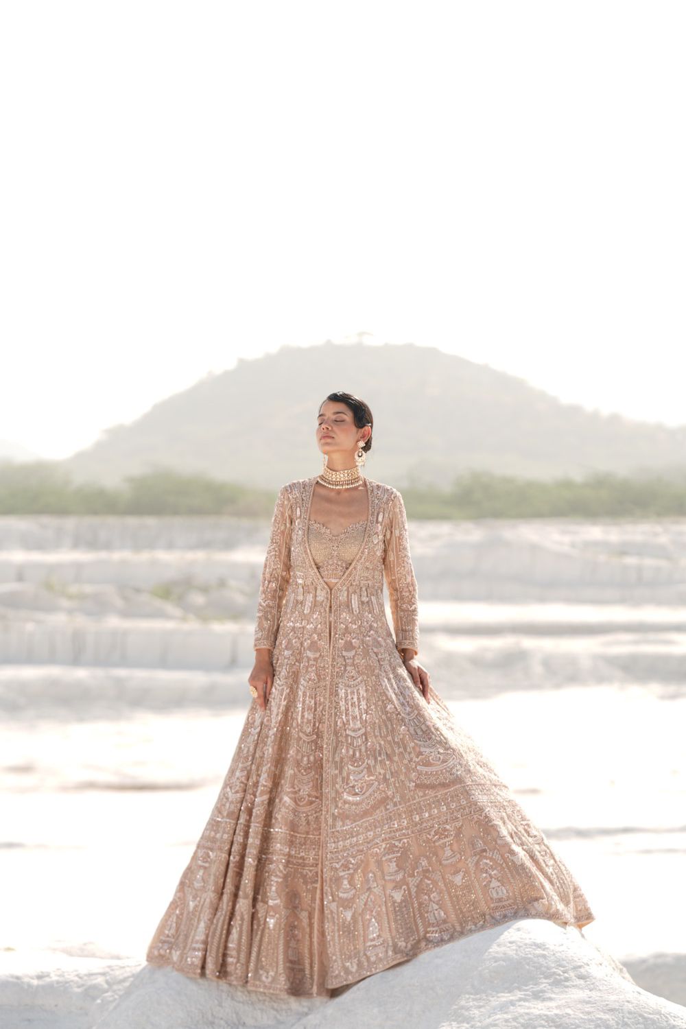 Bridal Cropped Skirt and Jacket in Peach