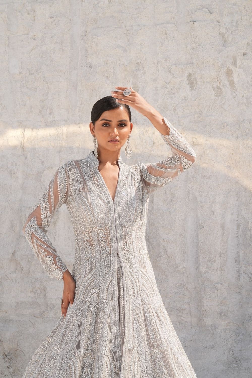 Heavy Embroidered Off white Gown