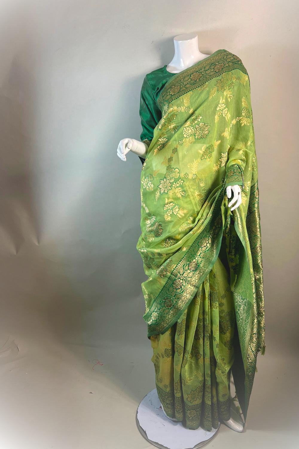 Mehandi Green saree Main image