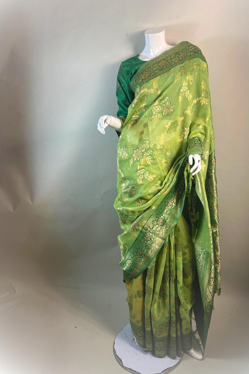 Mehandi Green saree