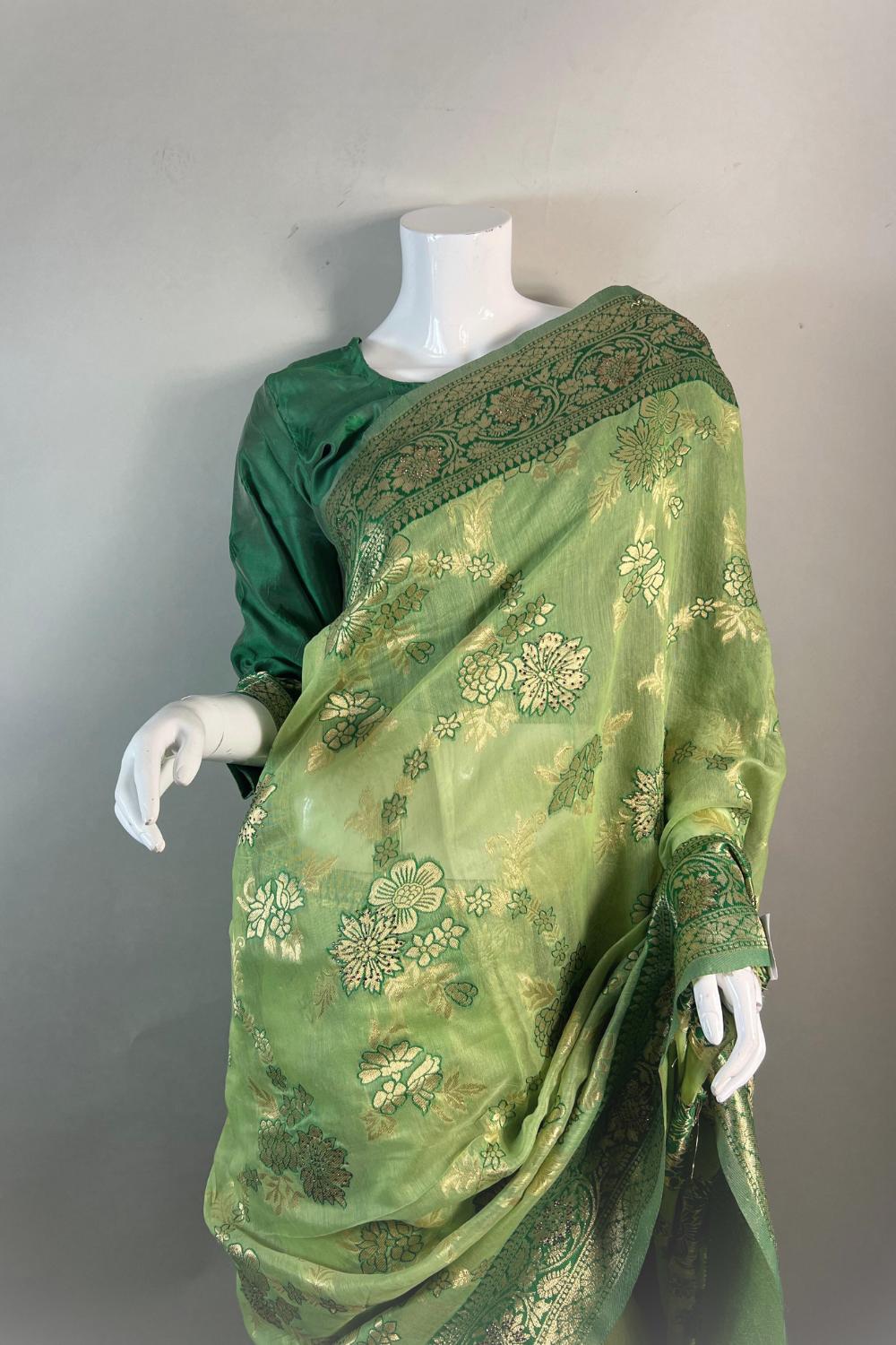 Mehandi Green saree Secondary image
