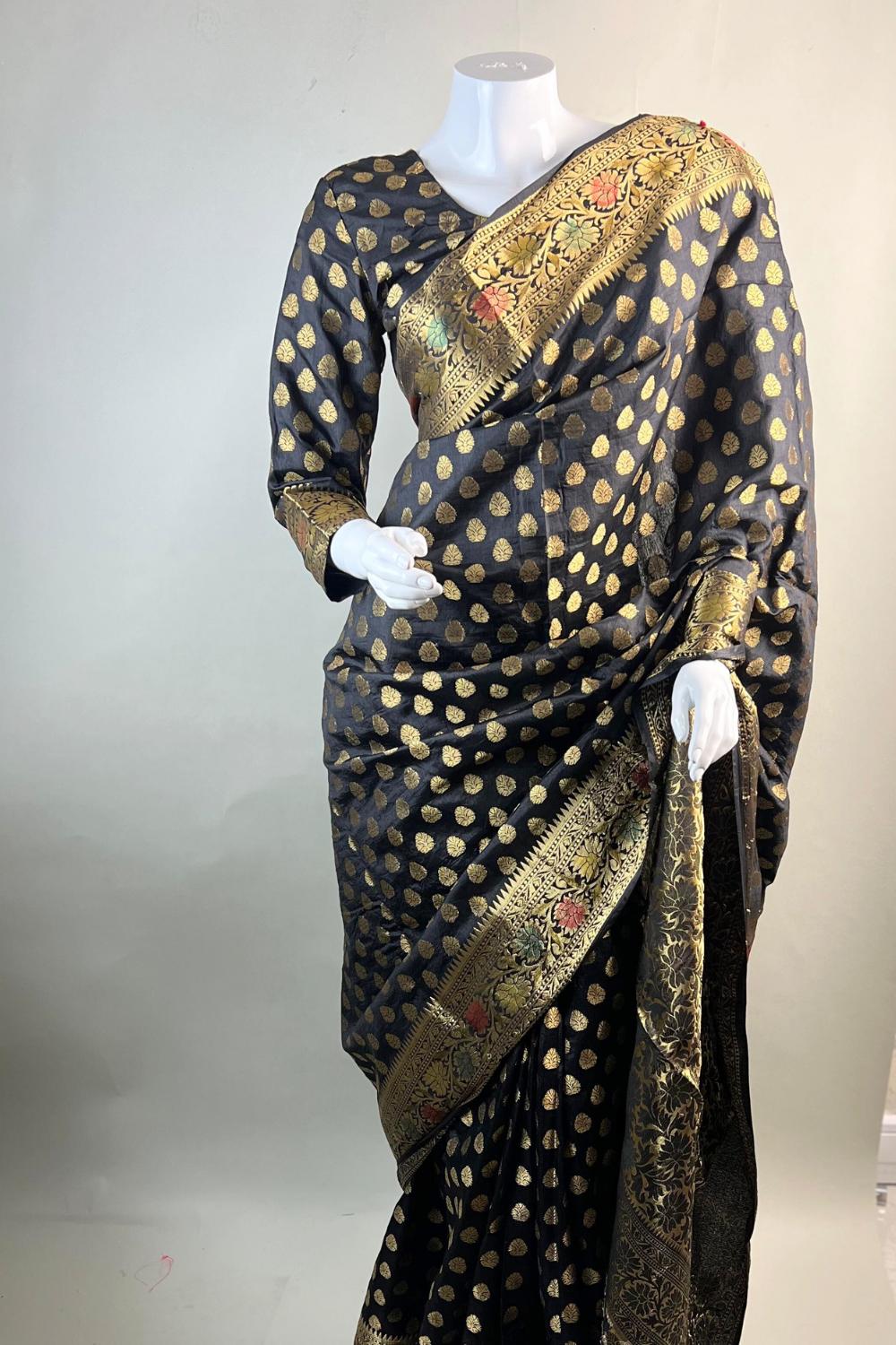 Black Banarasi Saree Secondary image