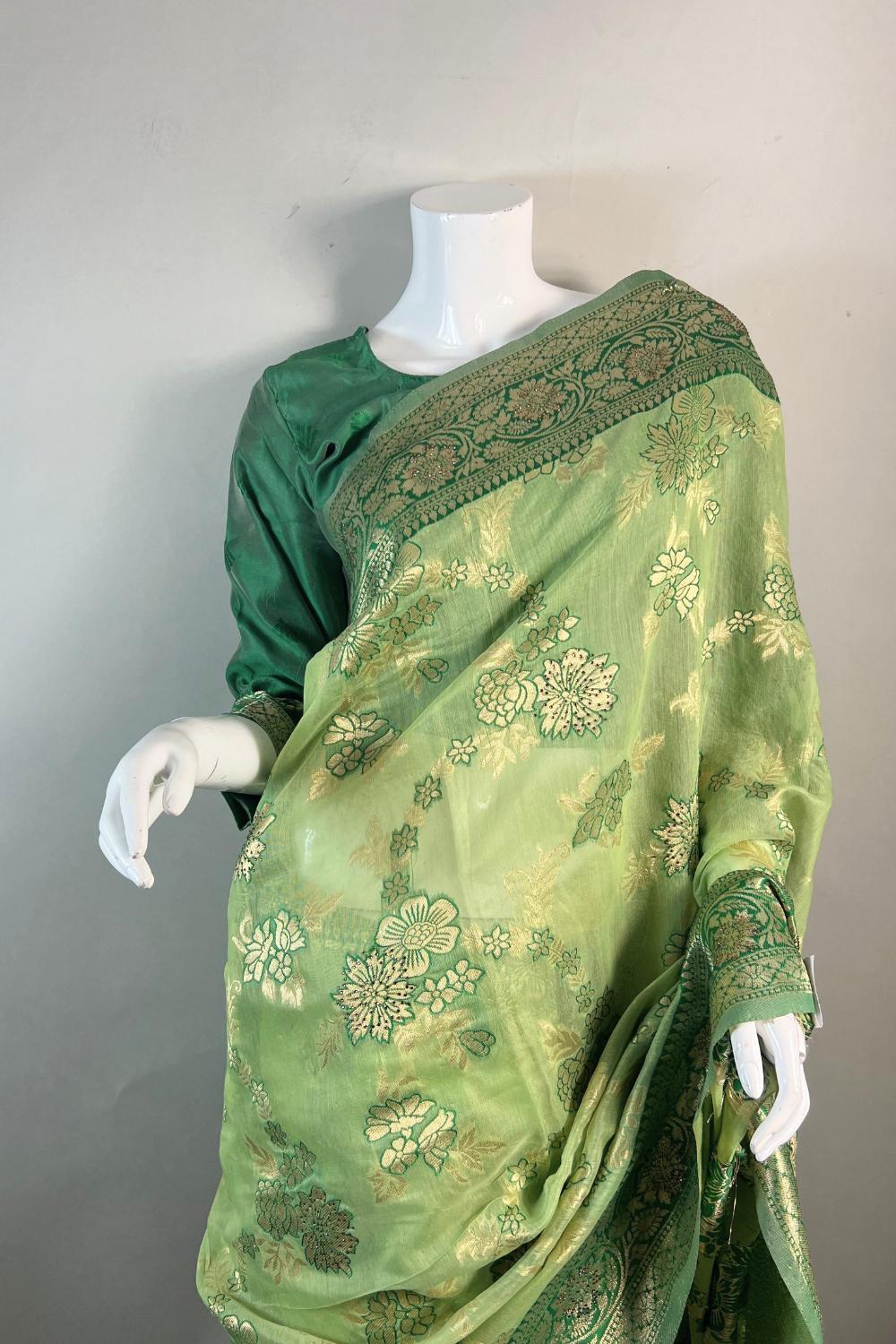 Mehandi Green saree
