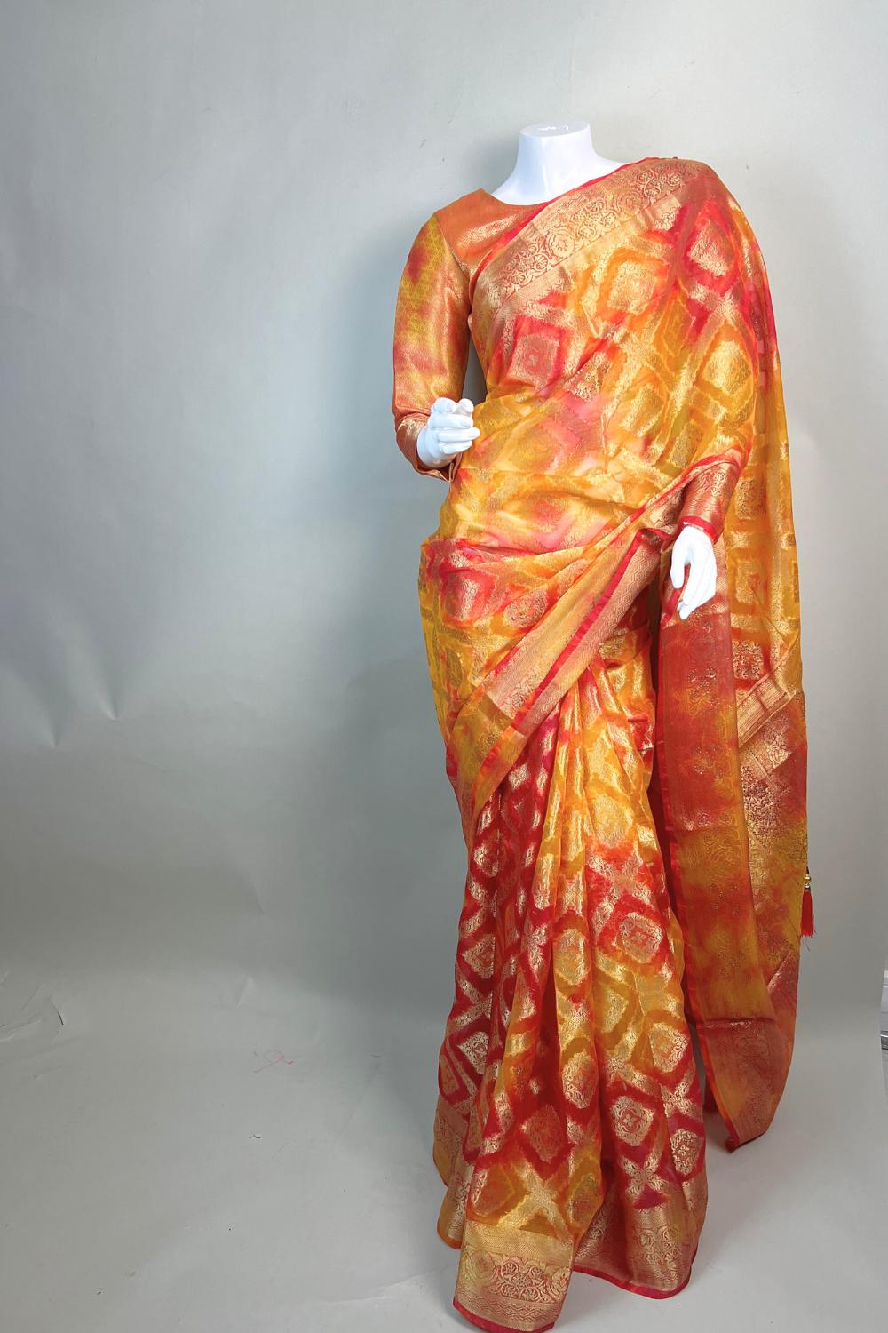 Vibrant Orange Saree