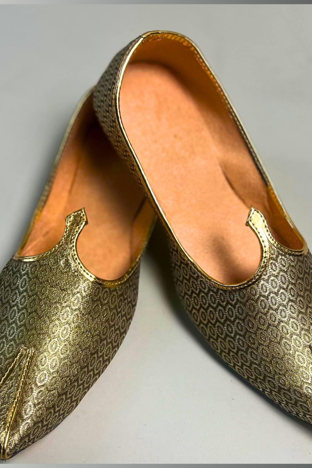 Gold Printed Traditional-wear shoes