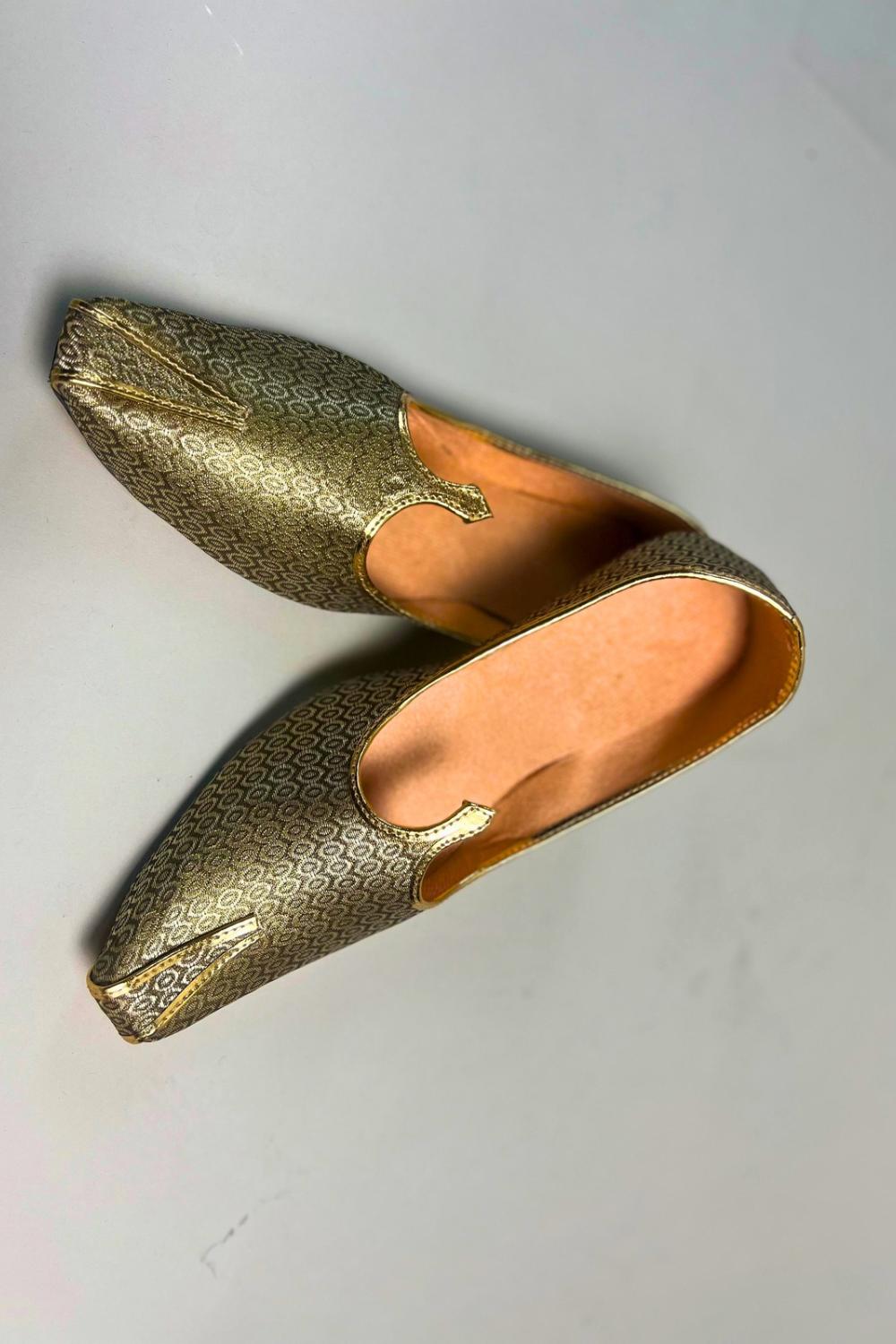 Gold Printed Traditional-wear shoes