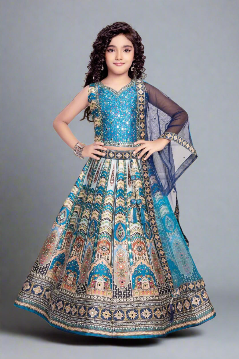 Classy blue lehenga with sequins work