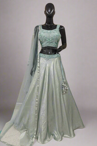 Elegant blush pink lehenga with intricate embroidery