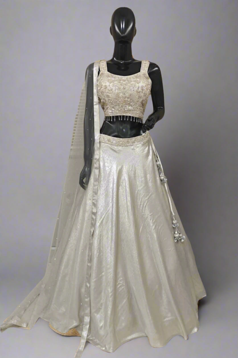 Elegant blush pink lehenga with intricate embroidery