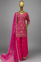 Classy gold work sharara with soft net dupatta