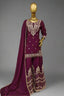 Black ethnic suit set with detailed gold embroidery and palazzo pants
