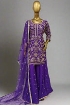 Classy gold work sharara with soft net dupatta