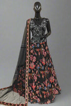 Vibrant teal floral lehenga with exquisite embroidery perfect