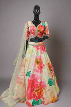 Stunning black floral lehenga with elegant sequin work