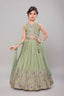 Classy green lehenga set with rich zari and sequin embroidery work