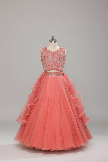 Beautiful pink lehenga set with soft net dupatta