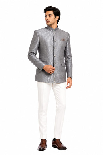 Silver Grey Textured prince coat