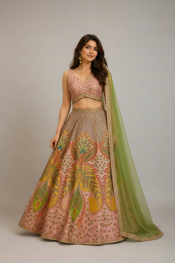 A graceful blend of pastel florals and vibrant hues, crafted beautifully