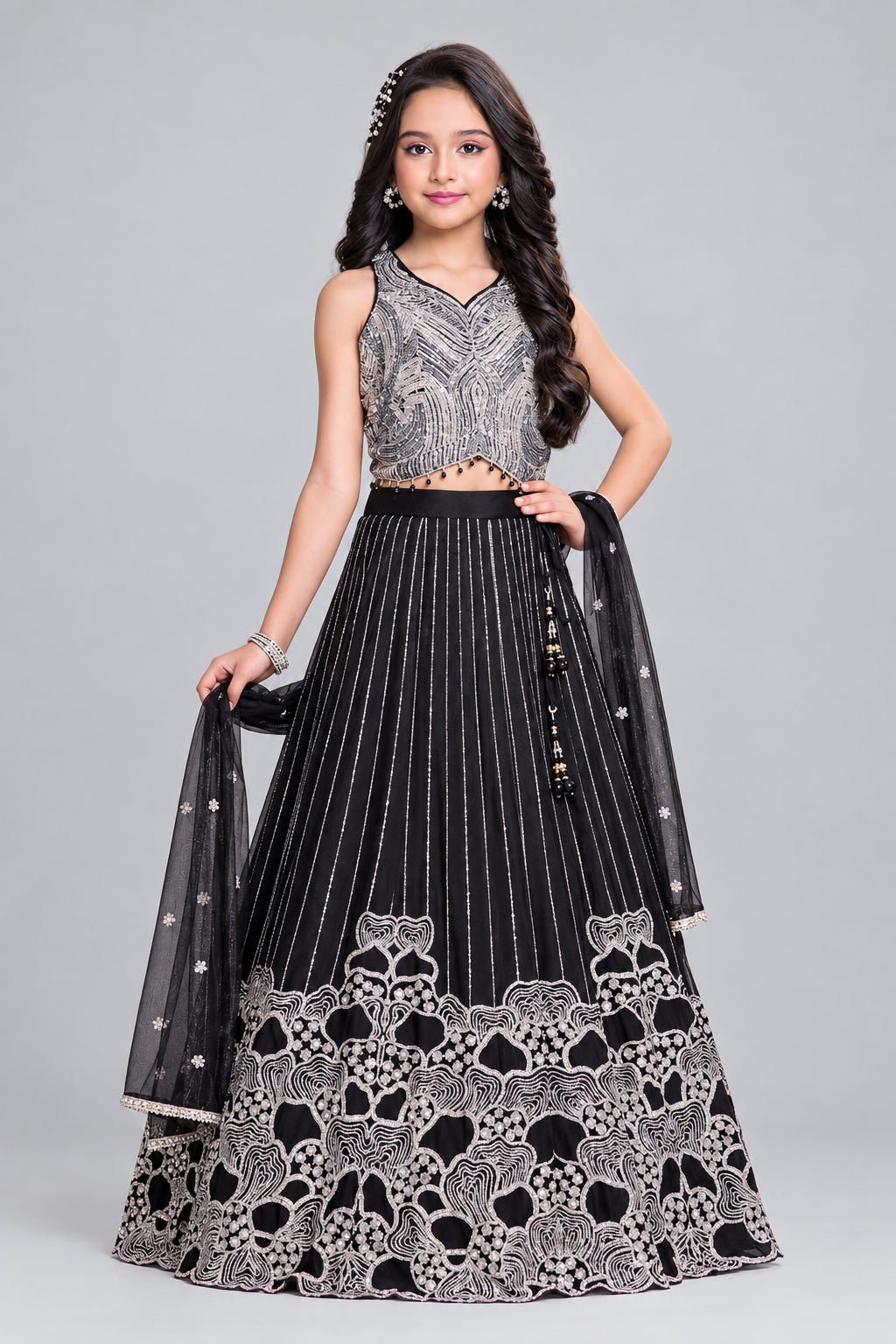 Classy black sequins kids wear