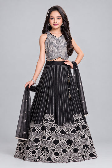 Classy black sequins kids wear