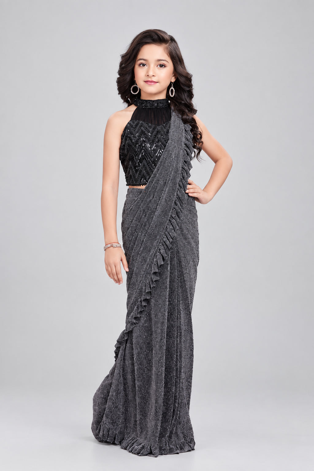 Mesmerising black sequins saree