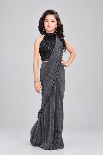 Mesmerising black sequins saree