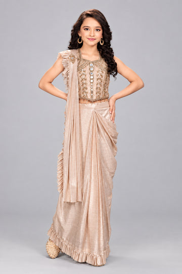 Beautiful embroidered saree for kidswe