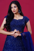 Navy Blue Pearl Lehenga