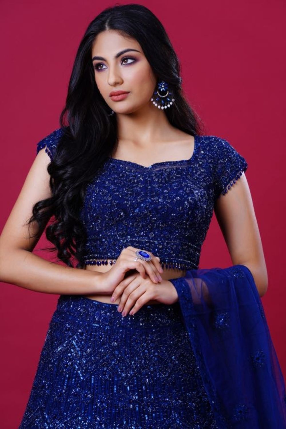 Navy Blue Pearl Lehenga