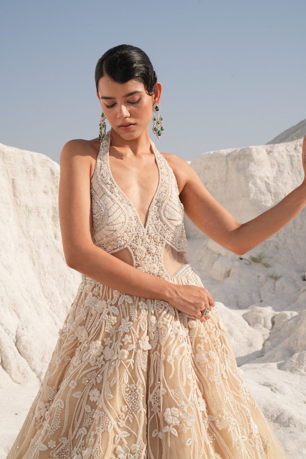 Nude Hand Embroidered Gown