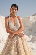 Nude Hand Embroidered Gown