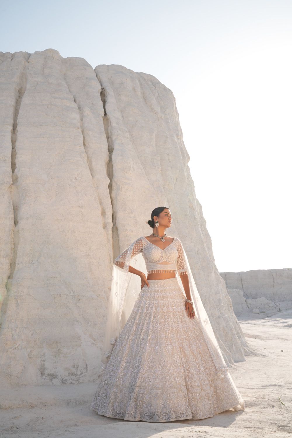 Nude Pearl Embroidered Bridal Lehenga