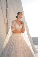 Nude Pearl Embroidered Bridal Lehenga