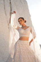 Nude Pearl Embroidered Bridal Lehenga